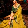 Exclusive Designer Mustard Yellow and Green Embroidery Saree @ Saree Galore Australia