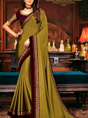 Exclusive Designer Olive Green Saree @ Saree Galore Australia