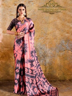 Digital Printed Satin Saree @ Saree Galore Australia