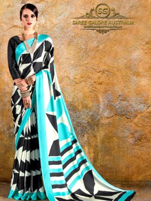 Digital Printed Satin Saree @ Saree Galore Australia