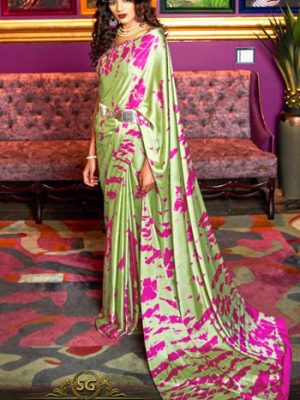 Digital Printed Satin Saree @ Saree Galore Australia