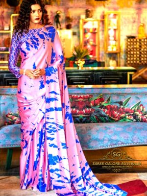 Digital Printed Satin Saree @ Saree Galore Australia