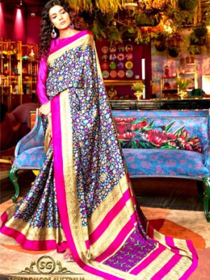 Digital Printed Satin Saree @ Saree Galore Australia